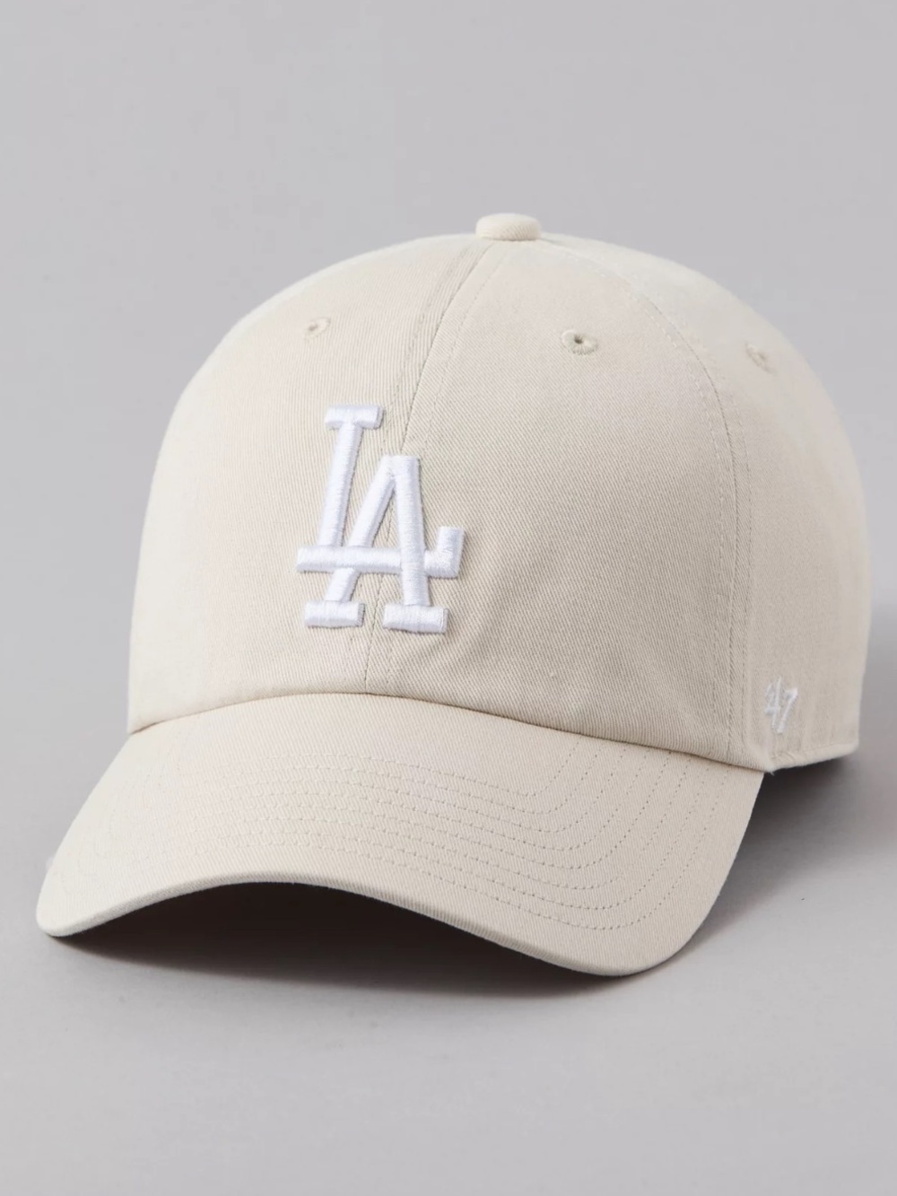 47 Brand LA Dodgers Beige Baseball Cap with Black Trim